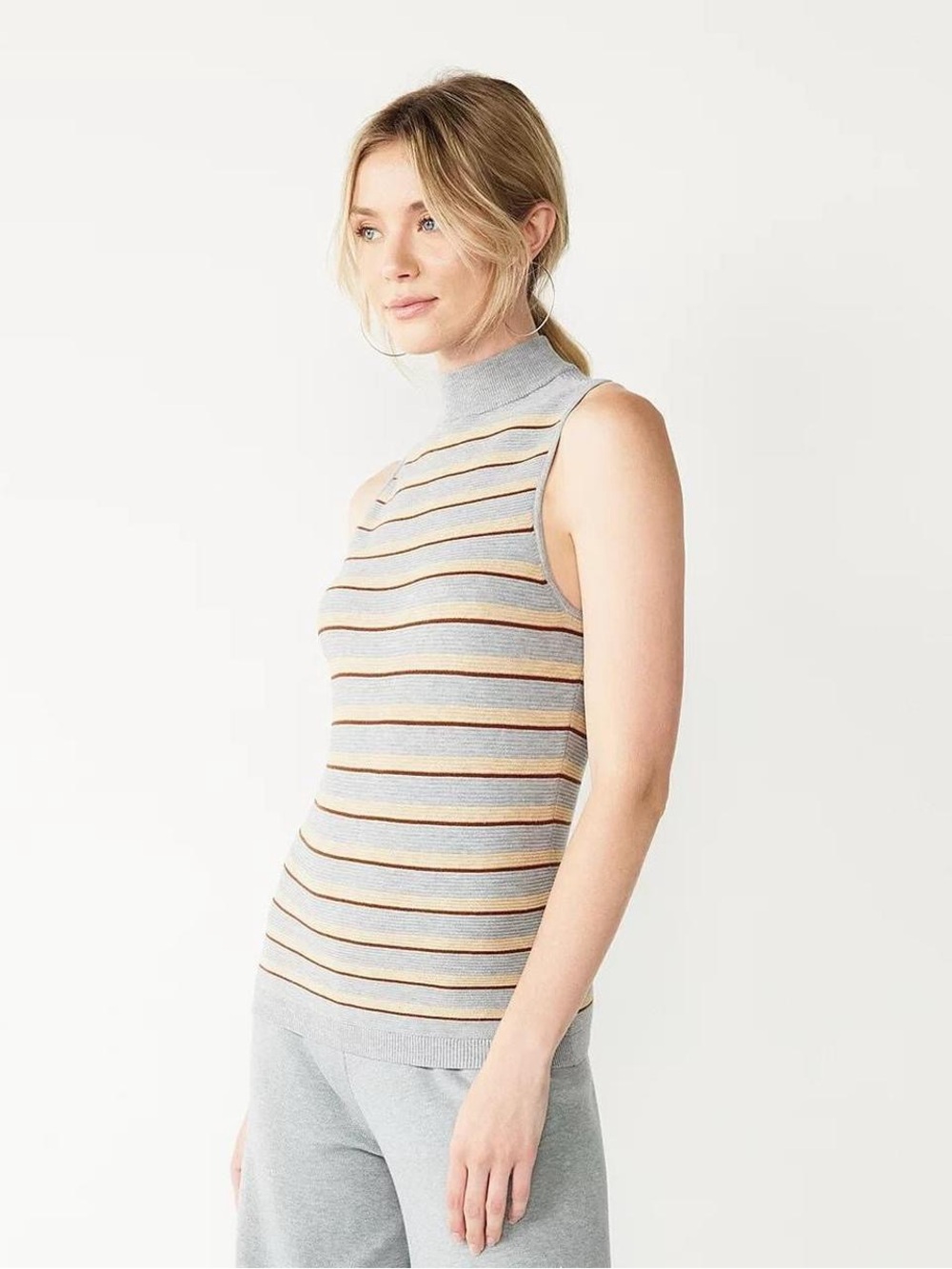 NWT Cara Santana x Nine West Striped Mockneck Sweater Tank